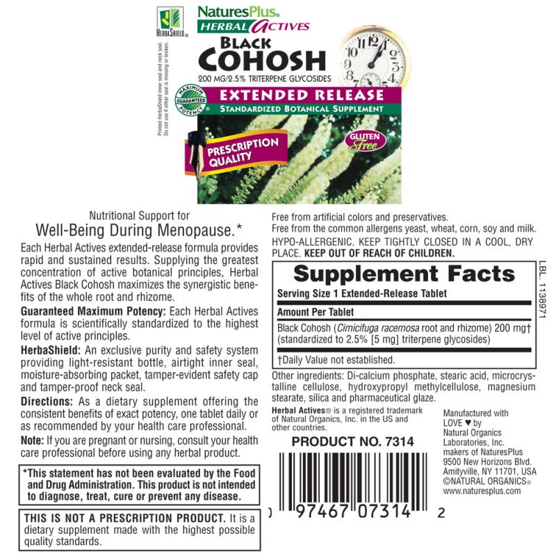 ЧЕРЕН КОХОШ / BLACK COHOSH Herbal Actives – 200mg x 30 таблетки