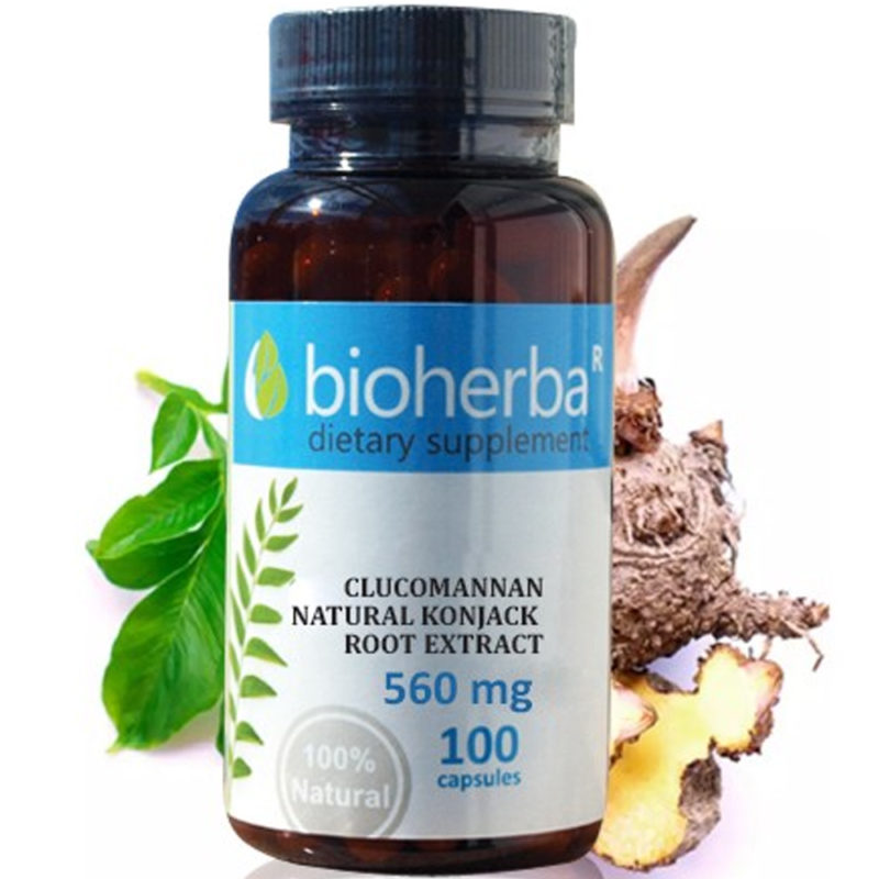 Bioherba Глюкоманан Натурален Конджак / Glucomannan Natural Konjack 560 mg x 100 капсули