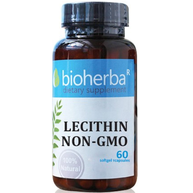 Bioherba Лецитин без ГМО / Lecithin non GMO 1200 mg x 60 софтгел капсули