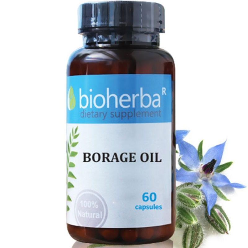 Bioherba Масло от Пореч / Borage Oil 1000 mg x 60 софтгел капсули