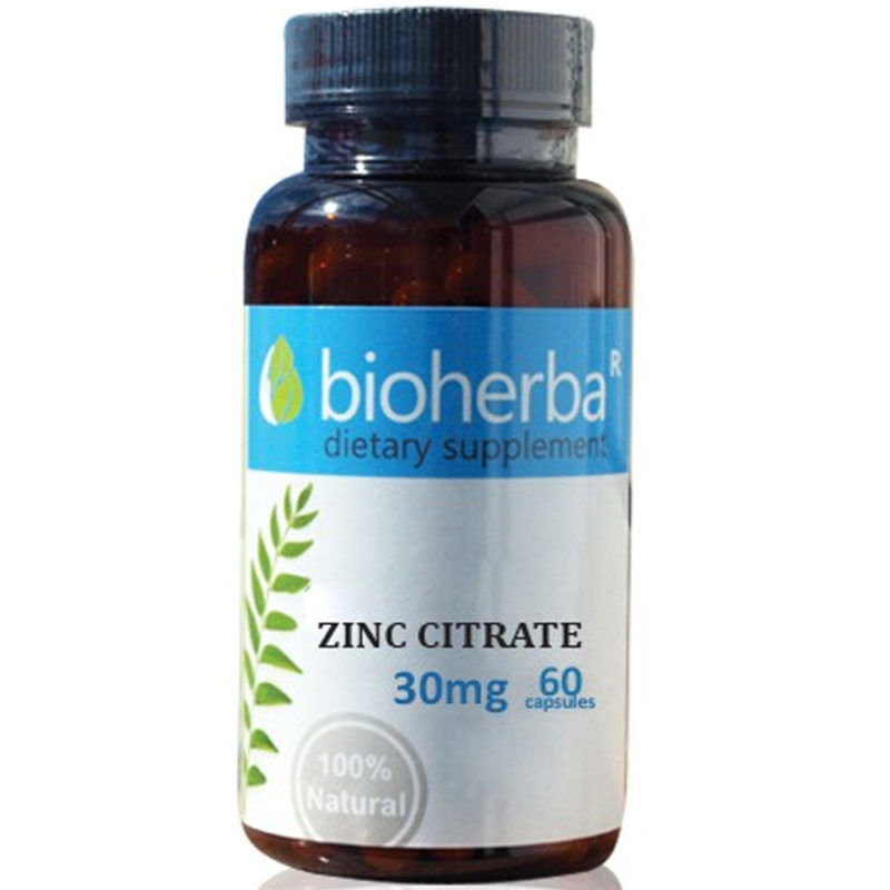 Bioherba Цинк Цитрат / Zink Citrate 30 mg x 60 капсули