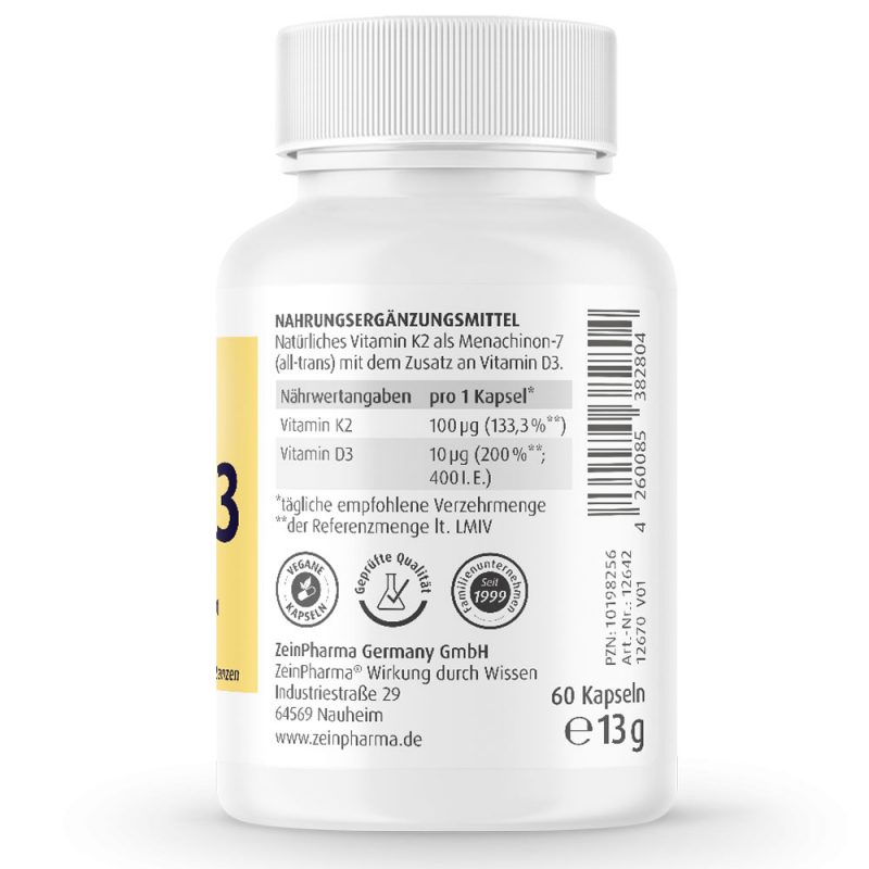 Витамини К2+Д3 / Vitamin MK-7 ZeinPharma – 60 капсули
