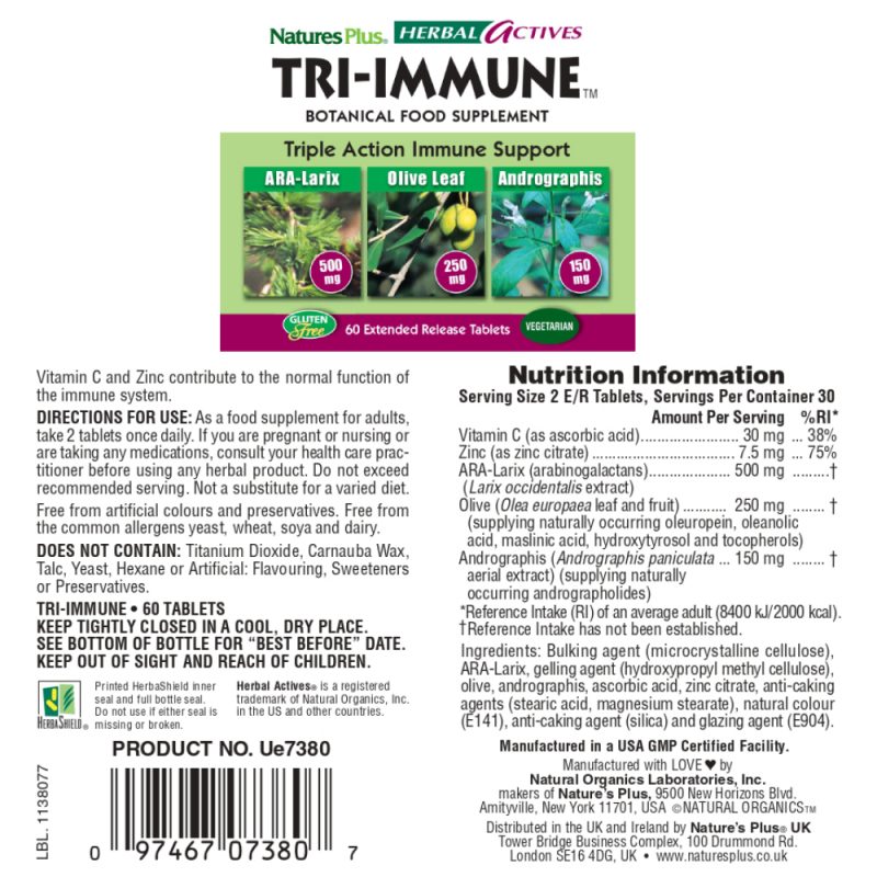 Имуностимулатор TRI IMMUNE – Herbal Actives 60 таблетки