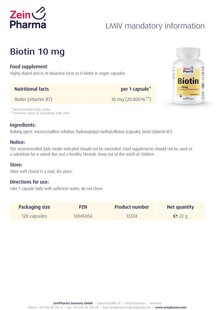 БИОТИН / BIOTIN ZeinPharma – 120 капсули