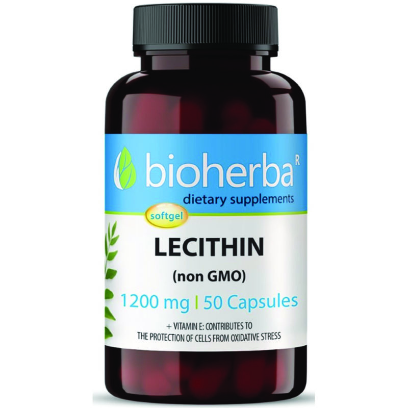 Лецитин без ГМО / Lecithin non GMO Bioherba 1200 mg x 50 софтгел капсули