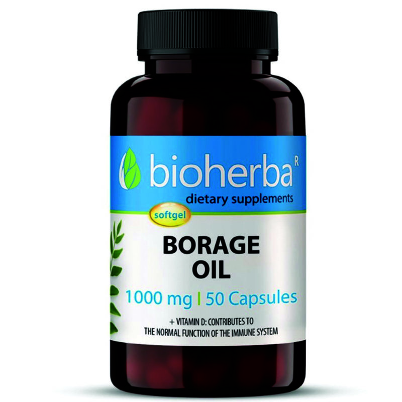 Масло от Пореч / Borage Oil Bioherba 1000 mg x 50 софтгел капсули