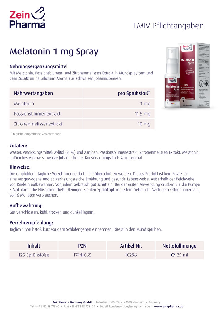 МЕЛАТОНИН Спрей / MELATONIN – ZeinPharma 25 ml