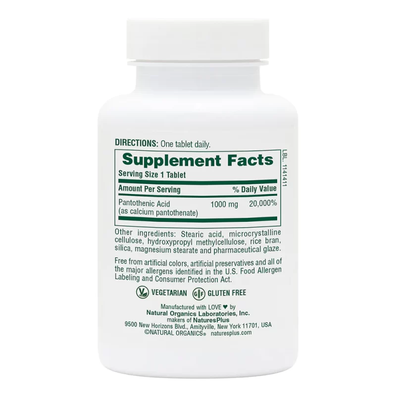 Витамин Б-5 (Пантотенова Киселина) NaturesPlus – 1000mg x 60 таблетки