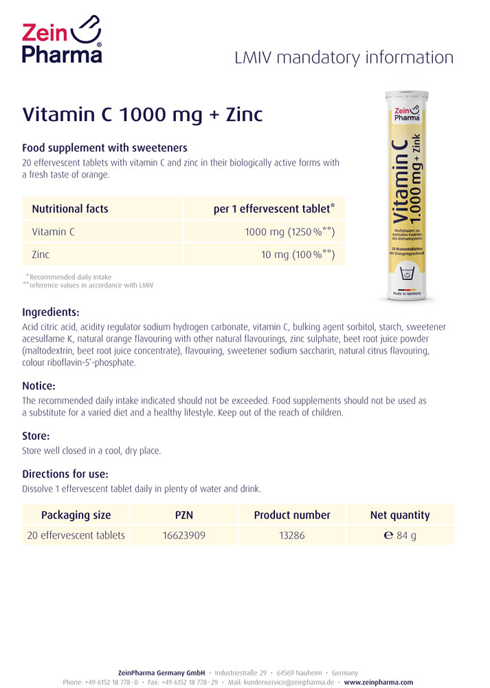 Разтворим Витамин С + Цинк ZeinPharma 3 опаковки x 20 таблетки